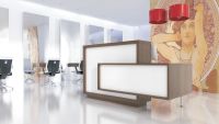 Nr.01) Designtheken, Theken, Empfangstheken, braun/beige