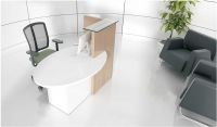 Nr.06) Designtheken, Theken, Empfangstheken, weiss braun,