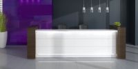 Nr.11) Designtheken, Theken, Empfangstheken, braun/weiss, gera