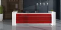 Nr.08) Designtheken, Theken, Empfangstheken, rot/weiss, gerade