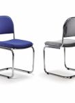 Besucherstuhl Konferenzstuhl Freischwinger Chrom gepolstert blau
