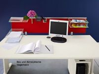 Superchic 21 Schreibtisch mit roter Sichtblende, Trennwand