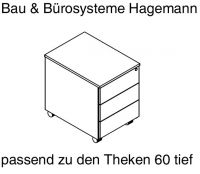 Rollcontainer passend zu den Theken 3 Schubladen abschlie�bar