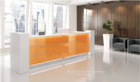 V7 Theke Front orange Beleuchtung hohe Seiten in wei� 293cm