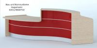 Nr. 19 eiche hell/orange hochglanz Theke 336 cm lang s-f�rmig