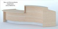 Nr. 23 eiche hell/ wei� hochglanz Theke 336 cm lang s-f�rmig