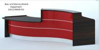 Nr. 1.7 wenge/rot hochglanz Theke 336 cm lang mit Beleuchtung