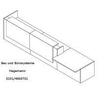7.2 Verwaltungstheke lackierter Frontaufsatz 426 cm x 113 cm