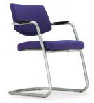 Freischwinger Besuchersessel It. Design Kreppstoff blau Chrom