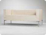Empfangssofa, weiss, Designersofa, Zweisitzer, Kunstleder; alu