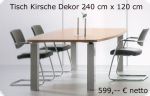 Besprechungstisch Kirsche Füße Aluminium 2400 x 1200 mm