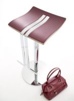 Barhocker Tresenhocker M�nchen rot chrom silber echtes Leder