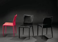 Stuhl Leder-schwarz,wei�,rot(Kont.:N�hte),braun niedrige Lehne
