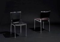 Stuhl St�hle Lederstuhl-Leder: wei�, schwarz - chrom Gestell