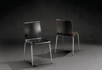 Stuhl St�hle Lederstuhl-Leder:schwarz,braun-N�the-Kontrast