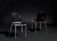 Stuhl St�hle Lederstuhl-Leder:wei� schwarz braun chrom Gestell