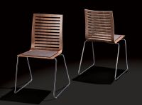 Stuhl St�hle mit Sitz-Polsterung,Furnier:Eiche, Walnuss + Leder