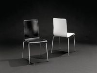 Stuhl St�hle Vierfu� Lederstuhl Leder: schwarz wei� braun-Billig